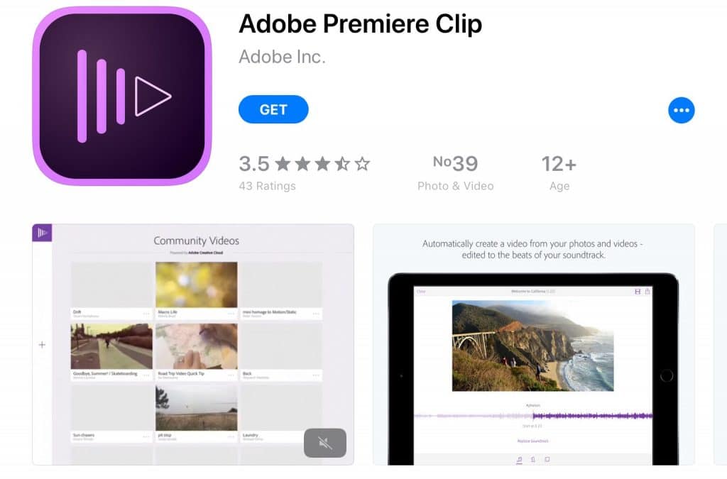 โปรแกรมตัดต่อวิดีโอด้วยมือถือ Adobe Premiere Clip